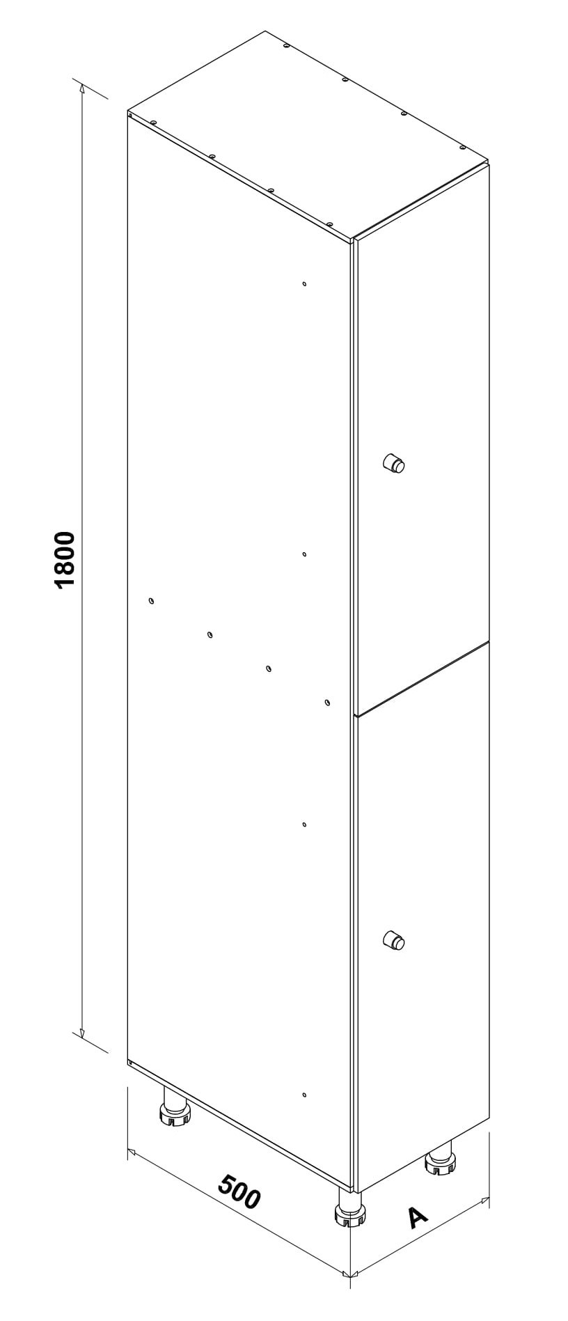 Esquema perspectiva isomètrica taquilla 2 mòduls