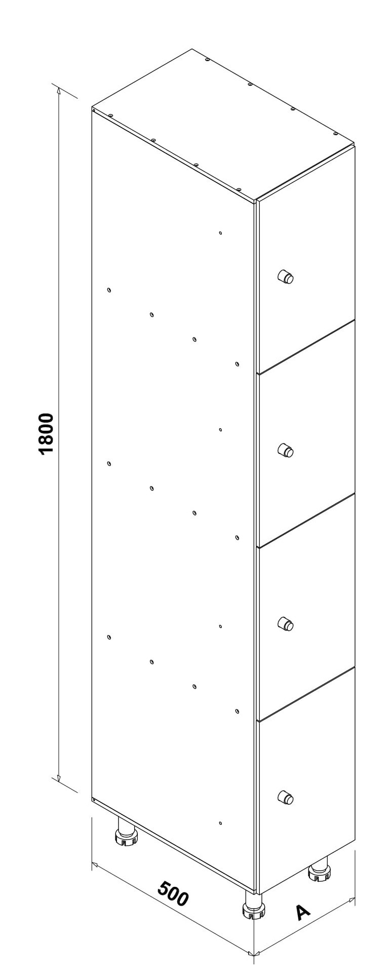 Esquema perspectiva isomètrica taquilla 4 mòduls