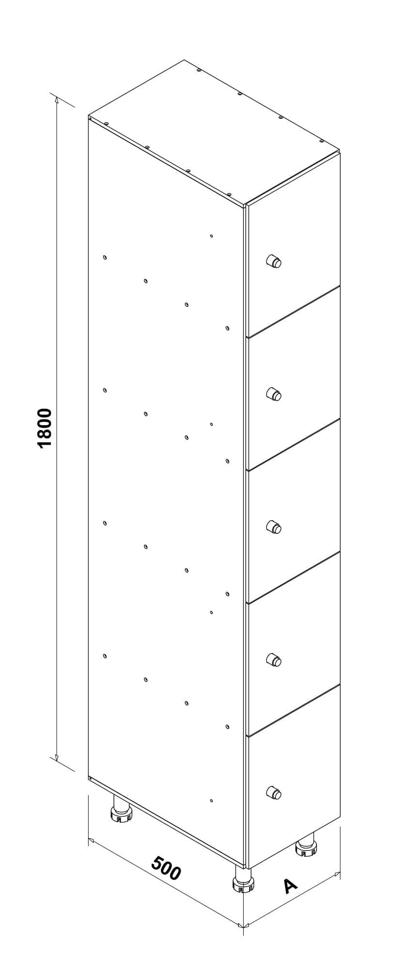 Esquema perspectiva isomètrica taquilla 5 mòduls