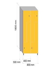 Dibujo de taquilla color amarillo de 2 módulos PL